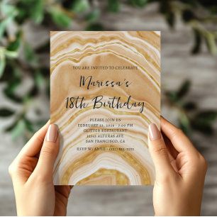 Invitación Faux Golden Agate 18th Birthday