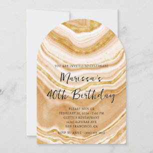 Invitación Faux Golden Agate 40° cumpleaños