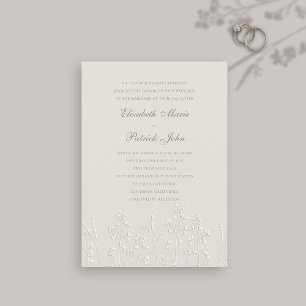 Invitación Faux Grabado en relieve Wildflowers Ecru Boda form
