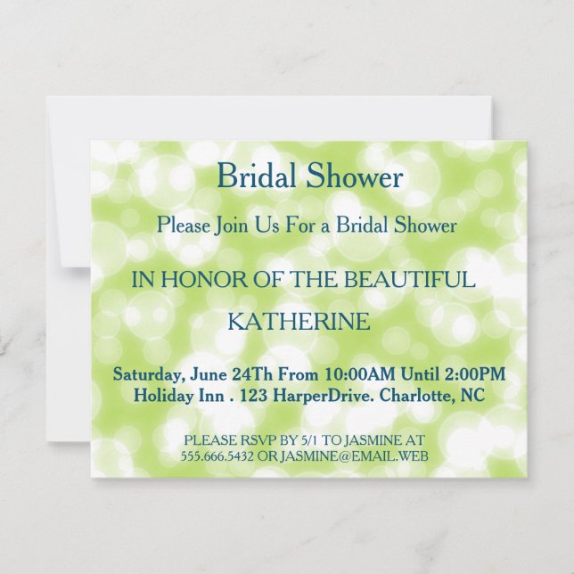 Invitación Faux Green Glittering Fab Confetti Sparkles Dots (Anverso)