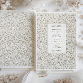 Invitación Faux Ivory Lace Boda