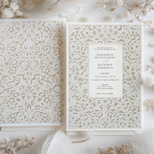 Invitación Faux Ivory Lace Boda