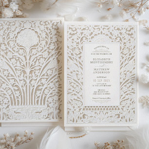 Invitación Faux Ivory Lace Boda