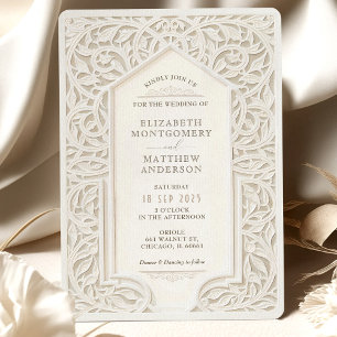 Invitación Faux Ivory Lace Boda