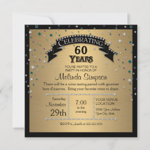 Invitación Faux Jewel Confetti Fiesta Celebración del cumplea