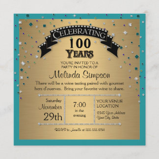 Invitación Faux Jewel Confetti Fiesta de cumpleaños