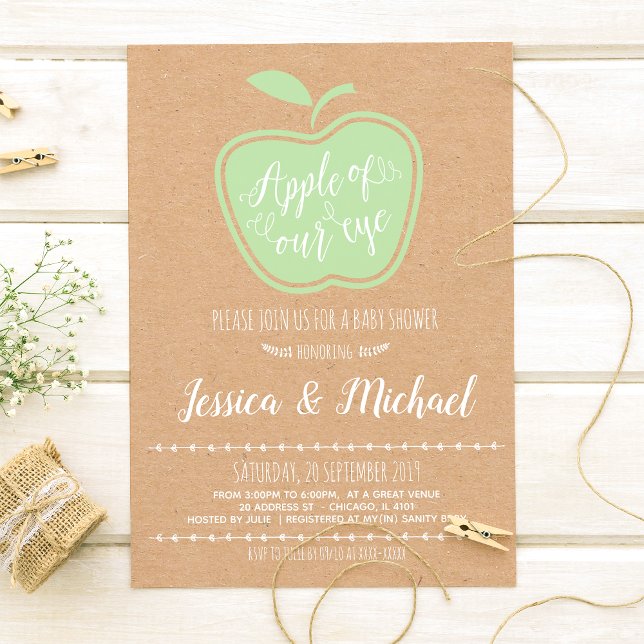 Invitación Faux Kraft Rústica Apple De Mi Ojo Baby Shower (Subido por el creador)