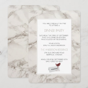 Invitación Faux Marble Alabaster Fiesta de Cena moderna Invit