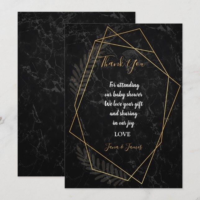 Invitación Faux Marble Geometric gracias (Anverso / Reverso)