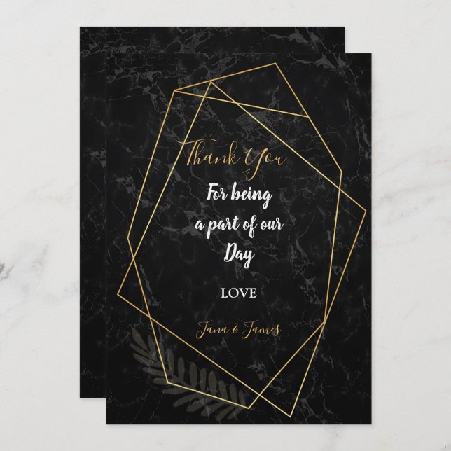 Invitación Faux Marble Geometric gracias (Anverso / Reverso)