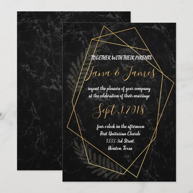 Invitación Faux Marble Geométrico (Anverso / Reverso)
