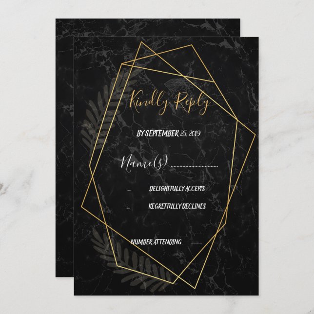 Invitación Faux Marble Geométrico RSVP (Anverso / Reverso)
