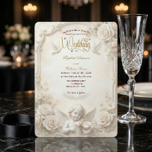 Faux Marble & Gold Relief Angelic Wedding  