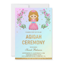 Faux oro brillo lindo rosa princesa Aqiqah