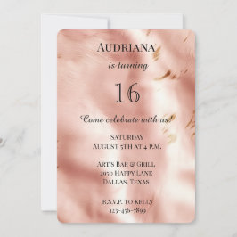 Invitación Faux Piel de vaca Rosa de Rubor Occidental Cumplea