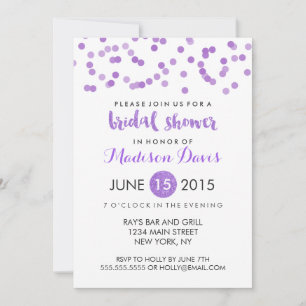 Invitación Faux Purple Purpurina Bridal Shower