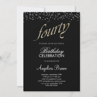 Invitación Faux Purpurina 40th Birthday Invitation