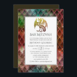 Invitación Faux Purpurina Dragon Bar Mitzvah<br><div class="desc">Invitación mitzvah de la barra de temas del dragón iridiscente.</div>