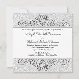 Invitación Faux Purpurina formal floral flourish Wedding Invi