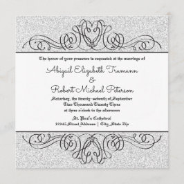 Invitación Faux Purpurina formal floral flourish Wedding Invi