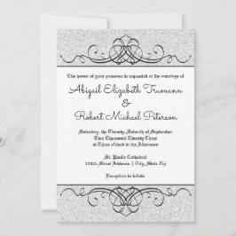 Invitación Faux Purpurina Formal Flourish-5x7Wedding Invite