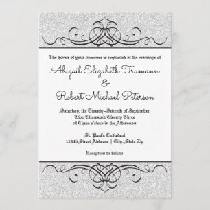 Invitación Faux Purpurina Formal Flourish-5x7Wedding Invite