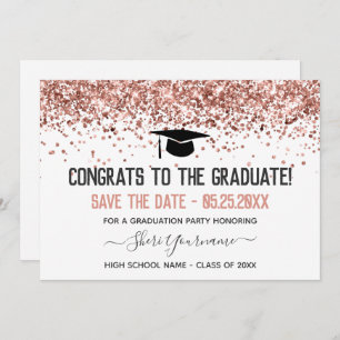 Invitación Faux Purpurina Graduation Party Save the Date