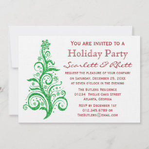 Invitación Faux Purpurina Navidad Tree Holiday Party