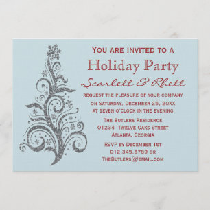 Invitación Faux Purpurina Navidad Tree Holiday Party