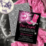 Invitación Faux Purpurina Pink Disco Cowgirl 50 Birthday Part<br><div class="desc">Consigue a tu fiesta en el estilo retro de los años 70 con este diseño de purpurina falso rosa y plateado y disco espejo de bola rosa "Disco Cowgirl 50th Birthday Party". Diseño compuesto por Holiday Hearts Designs (derechos reservados).</div>