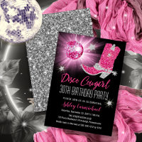 Faux Purpurina Pink Disco Cowgirl Fiesta de cumple