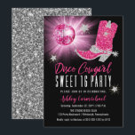 Invitación Faux Purpurina Pink Disco Cowgirl Sweet 16 Fiesta<br><div class="desc">Consigue a tu fiesta en un estilo retro de los años 70 con este diseño de purpurina falso rosa y plateado y disco espejo de bola rosa "Disco Cowgirl Sweet 16 Fiestas". Diseño compuesto por Holiday Hearts Designs (derechos reservados).</div>