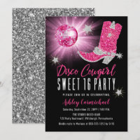 Faux Purpurina Pink Disco Cowgirl Sweet 16 Fiesta