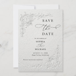 Invitación Faux Relieve Floral Boda Save the Date I