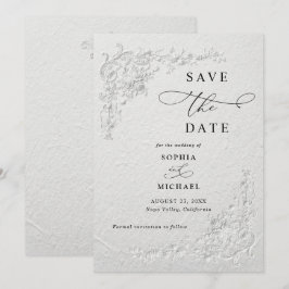 Invitación Faux Relieve Floral Boda Save the Date I