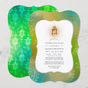 Invitación Faux Relieve metalizado Arabian Bollywood Celebrat