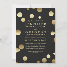 Invitación Faux Relieve metalizado dorado Confetti Bodas Invi