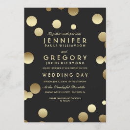 Invitación Faux Relieve metalizado dorado Confetti Bodas Invi