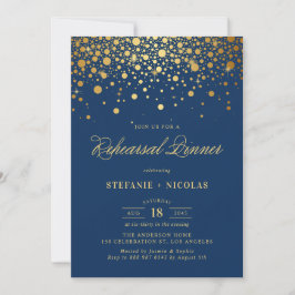 Invitación Faux Relieve metalizado dorado Confetti | Cena de 