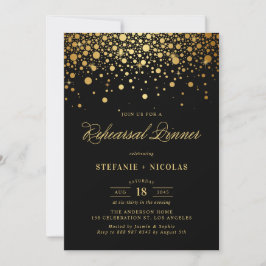 Invitación Faux Relieve metalizado dorado Confetti | Cena de 