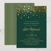 Faux Relieve metalizado dorado Confetti Green Bat 