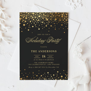 Invitación Faux Relieve metalizado dorado Confetti Holiday Pa