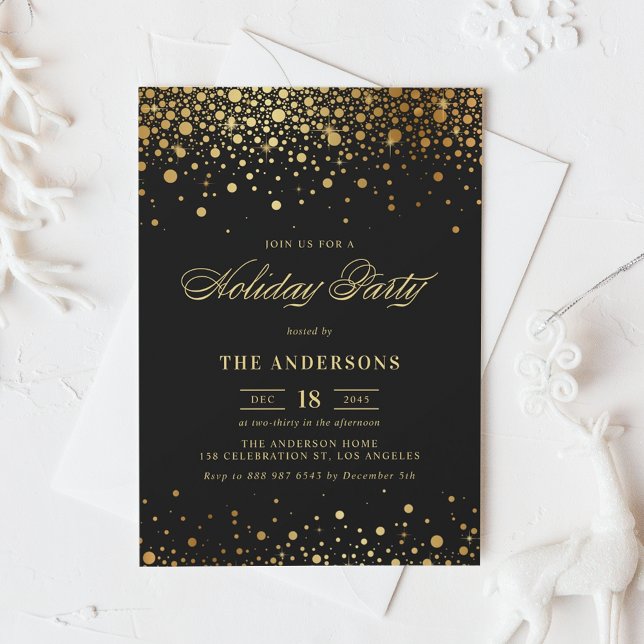 Invitación Faux Relieve metalizado dorado Confetti Holiday Pa (Subido por el creador)