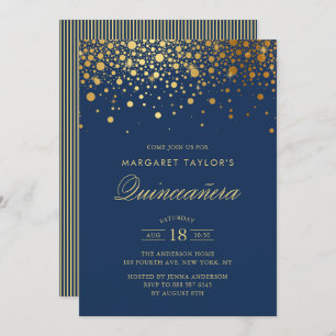 Invitación Faux Relieve metalizado dorado Confetti Marina Azu