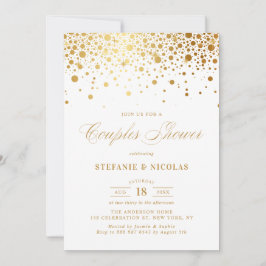 Invitación Faux Relieve metalizado dorado Confetti White Coup