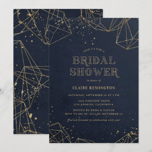 Invitación Faux Relieve metalizado dorado Geometric Polygons