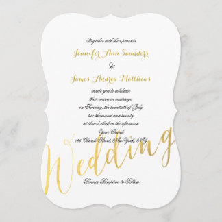 Invitación Faux Relieve metalizado dorado Glamour | Invitacio