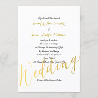 Invitación Faux Relieve metalizado dorado Glamour | Invitació