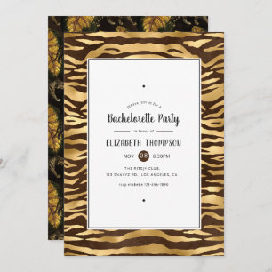 Invitación Faux Relieve metalizado dorado Jungle Tiger Bachel