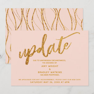 Invitación Faux Relieve metalizado dorado Waves postpont tarj